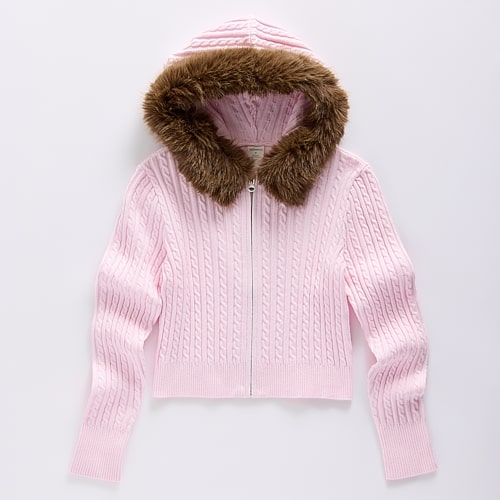 Thereabouts Little & Big Kid Girls Hooded Long Sleeve Layered Sweater In Pink