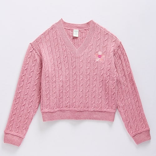 Thereabouts Little & Big Kid Girls V Neck Long Sleeve Pullover Sweater In Pink