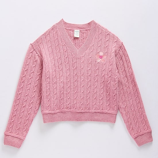 Thereabouts Little & Big Kid Girls V Neck Long Sleeve Pullover Sweater