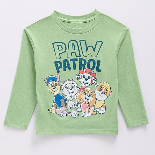 His International Babies' Toddler Boys Crew Neck Long Sleeve Regular Fit Paw Patrol Graphic T-shirt In Green