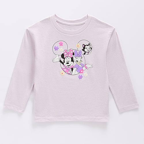 His International Babies' Toddler Girls Crew Neck Long Sleeve Regular Fit Minnie Mouse Graphic T-shirt In Purple