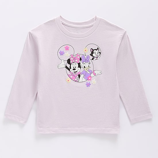 Toddler Girls Crew Neck Long Sleeve Regular Fit Minnie Mouse Graphic T-Shirt
