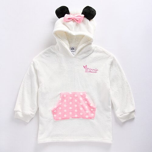 Disney Collection Little & Big Kid Girls Long Sleeve Embroidered Minnie Mouse Fleece Hoodie, M/l â 7-10, White