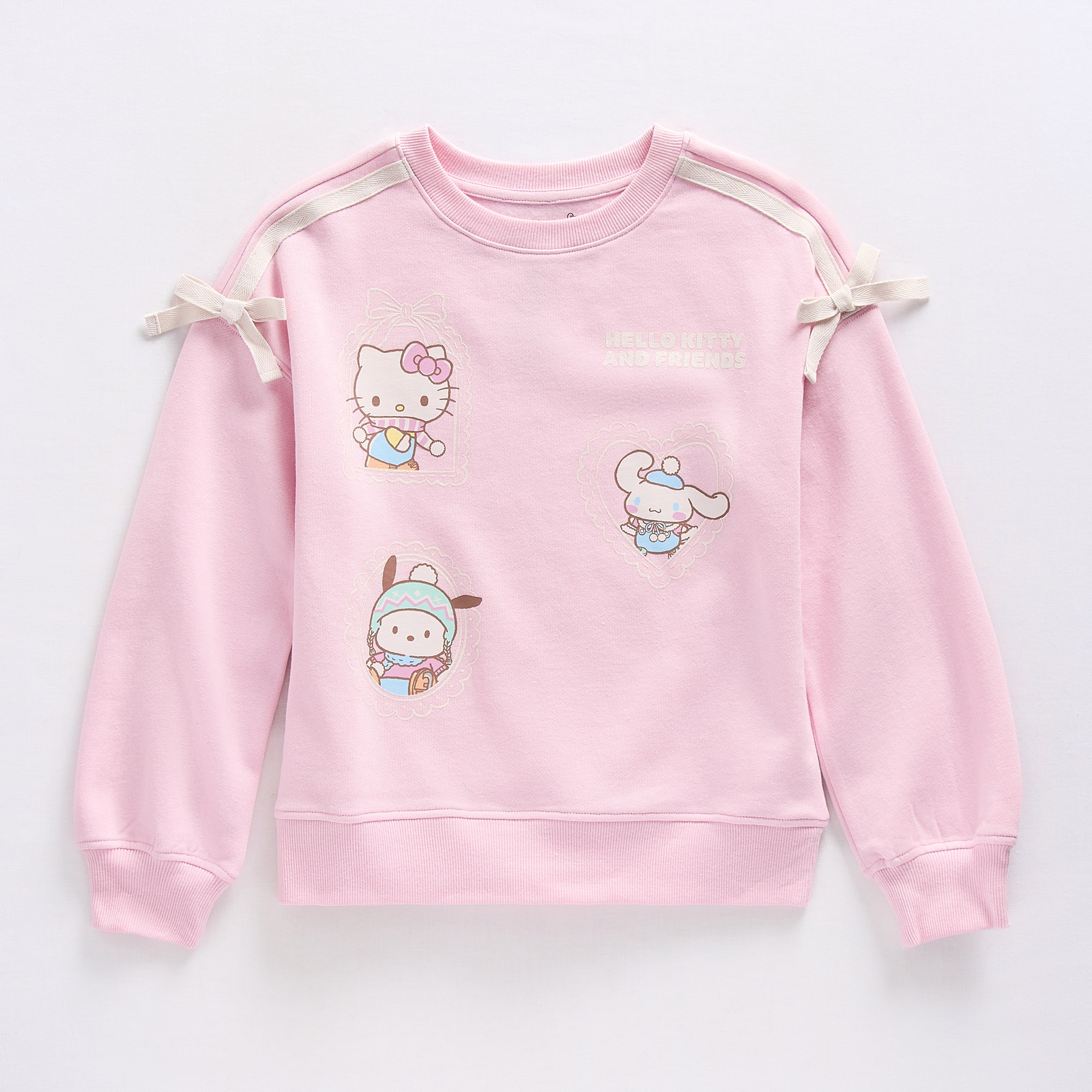 Little & Big Kid Girls Crew Neck Fleece Long Sleeve Hello Kitty Cinnamoroll Sweatshirt