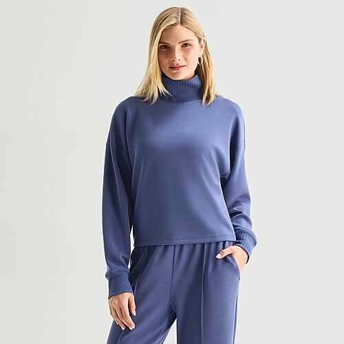 Stylus Womens Mock Neck Long Sleeve Pullover Sweater In Multi