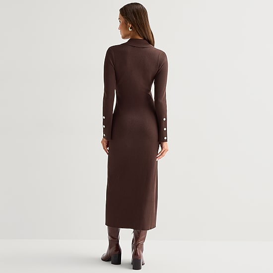 Maia Womens Long Sleeve Midi Sweater Dress