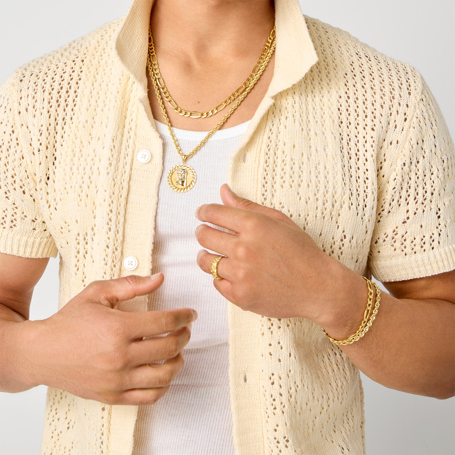 Mens 10K Gold 8 1/2 Inch Hollow Rope Chain Bracelet