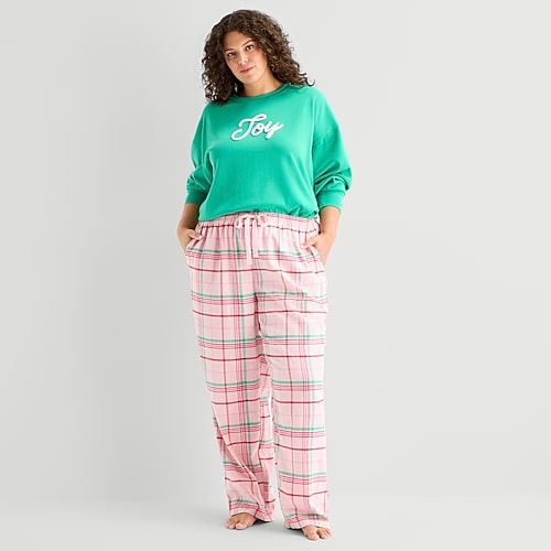 Sleep Chic Womens Flannel Pajama Pants In Pink