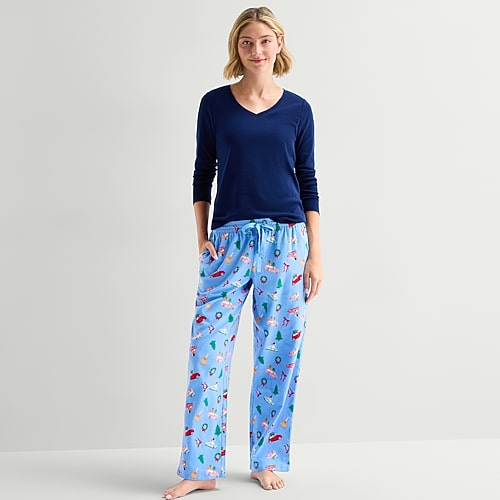 Sleep Chic Womens Flannel Pajama Pants In Blue