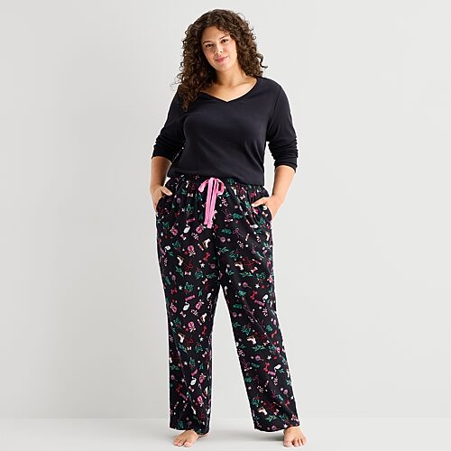 Sleep Chic Womens Flannel Pajama Pants In Black