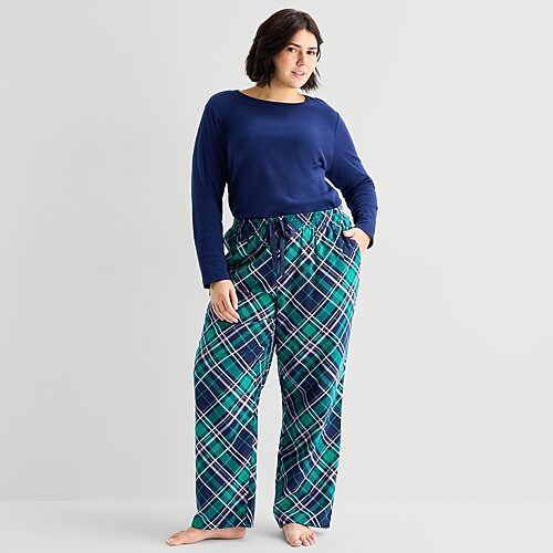 Sleep Chic Womens Flannel Pajama Pants In Green