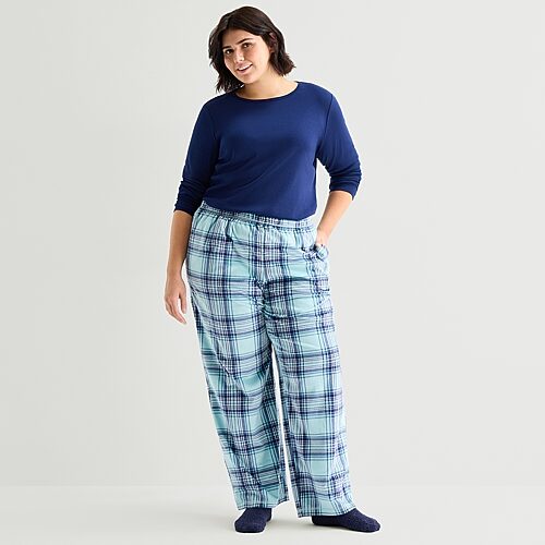 Sleep Chic Womens Fleece 2-pc. Pajama Pants In Blue