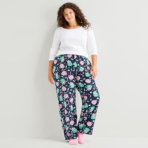 Sleep Chic Womens Fleece 2-pc. Pajama Pants In Purple