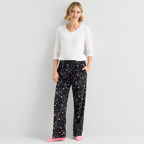 Sleep Chic Womens Fleece 2-pc. Pajama Pants In Red