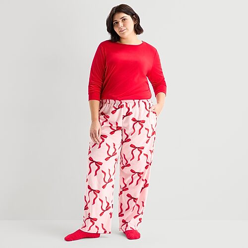 Sleep Chic Womens Fleece 2-pc. Pajama Pants In Pink