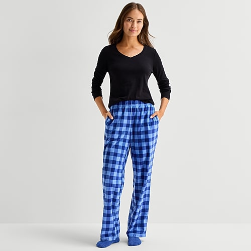 Sleep Chic Womens Fleece 2-pc. Pajama Pants In White