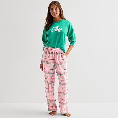 Sleep Chic Womens Flannel Pajama Pants In Pink
