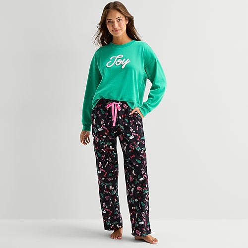 Sleep Chic Womens Flannel Pajama Pants In Black