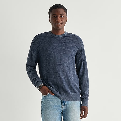 Arizona Mens Crew Neck Long Sleeve Pullover Sweater In Blue