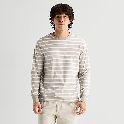 Stylus Mens Crew Neck Long Sleeve T-shirt In Beige