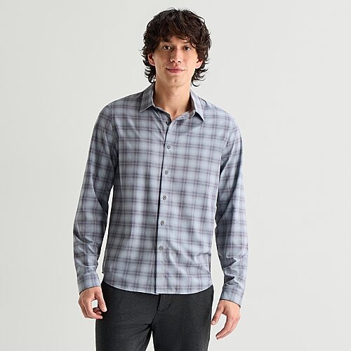 Stylus Mens Long Sleeve Classic Fit Button-down Shirt In Gray