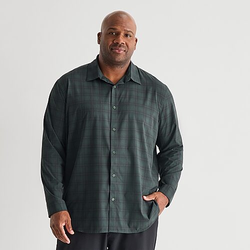 Stylus Mens Long Sleeve Classic Fit Big And Tall Button-down Shirt In Green
