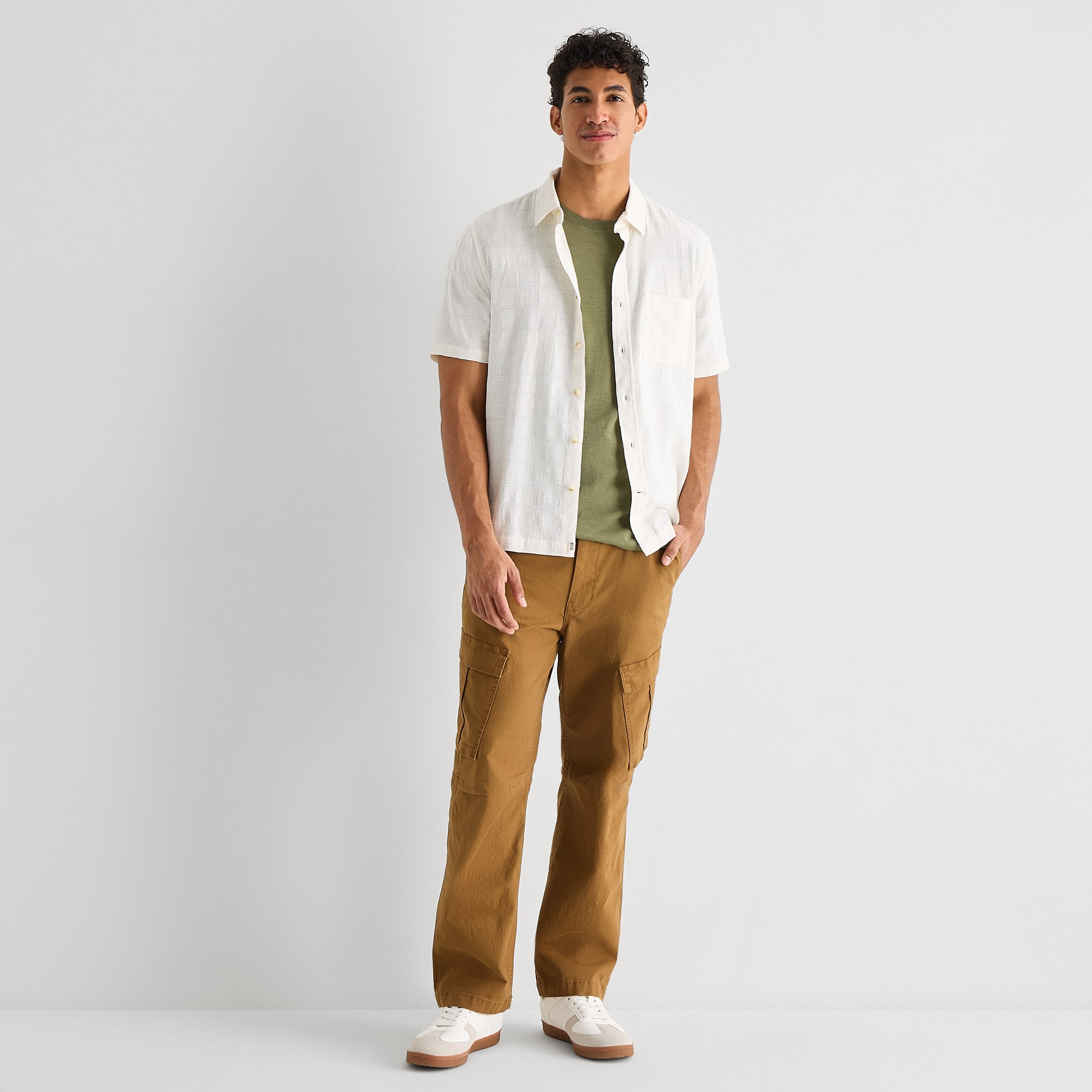mutual weave Mens Short Sleeve Regular Fit Button-Down Shirt