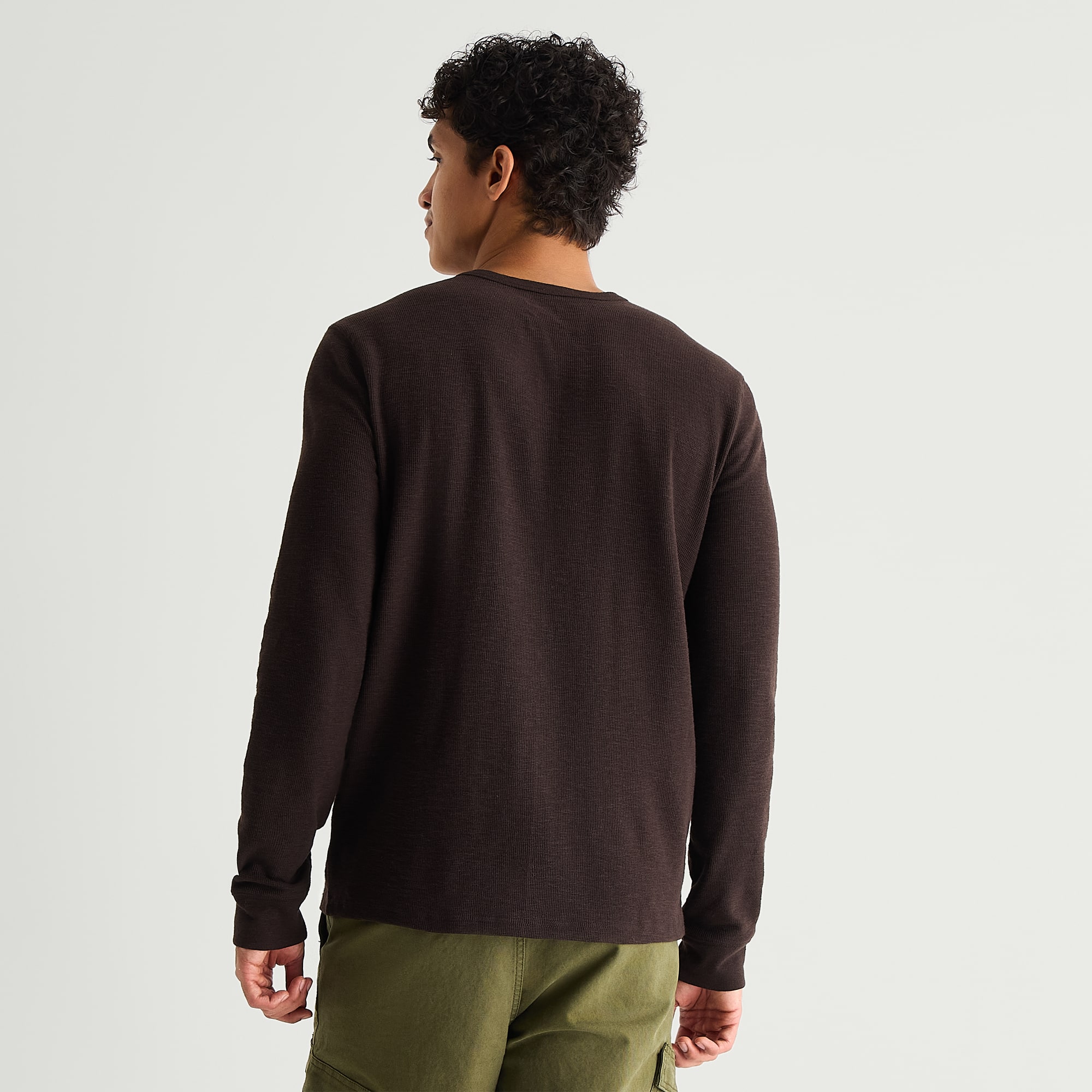 mutual weave Mens Long Sleeve Regular Fit Henley Shirt