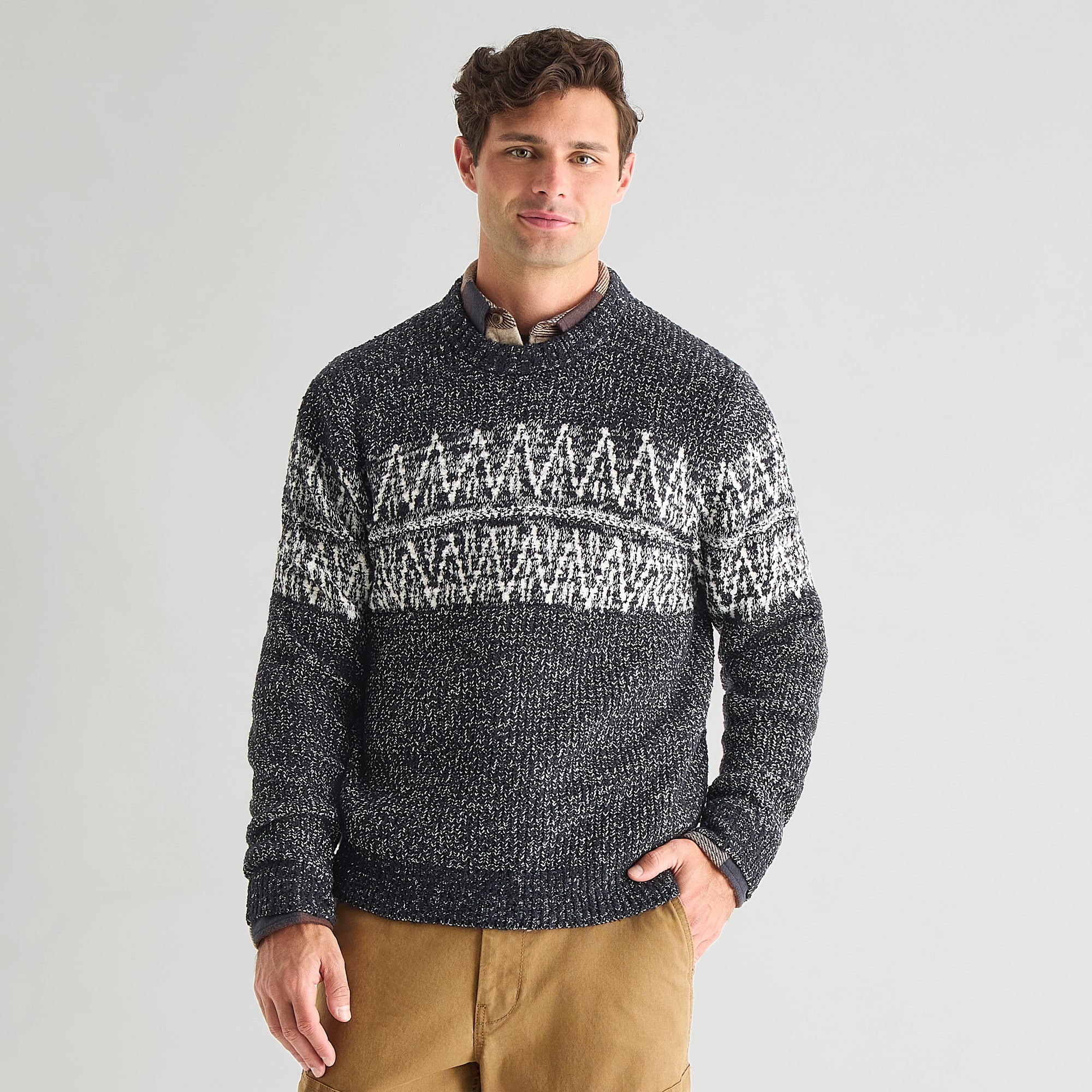 mutual weave Mens Crew Neck Long Sleeve Pullover Sweater