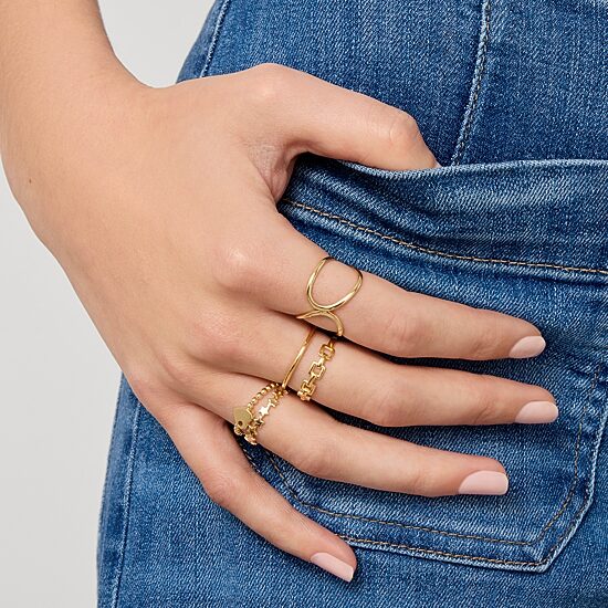 Gold Addiction Womens 10K Gold Heart Round Band