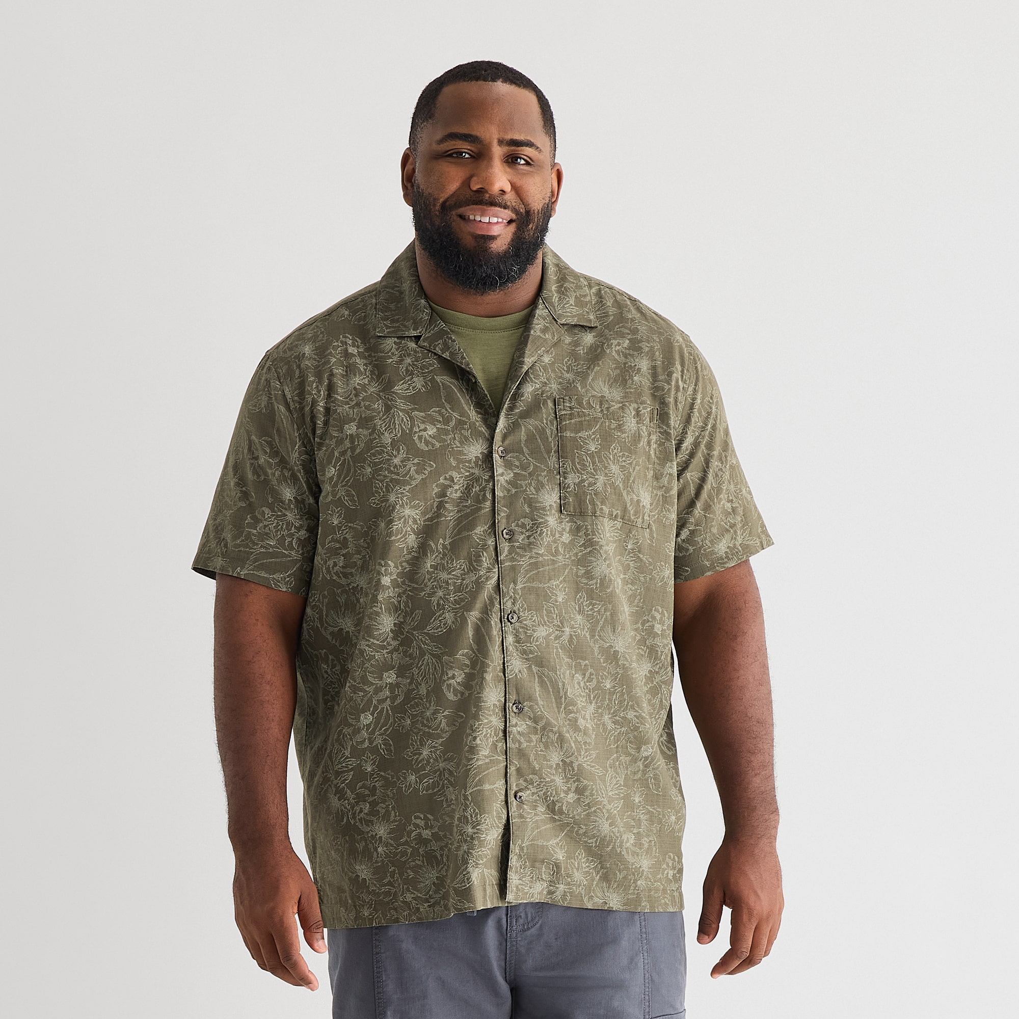mutual weave Mens Short Sleeve Boxy Fit Big and Tall Button-Down Shirt