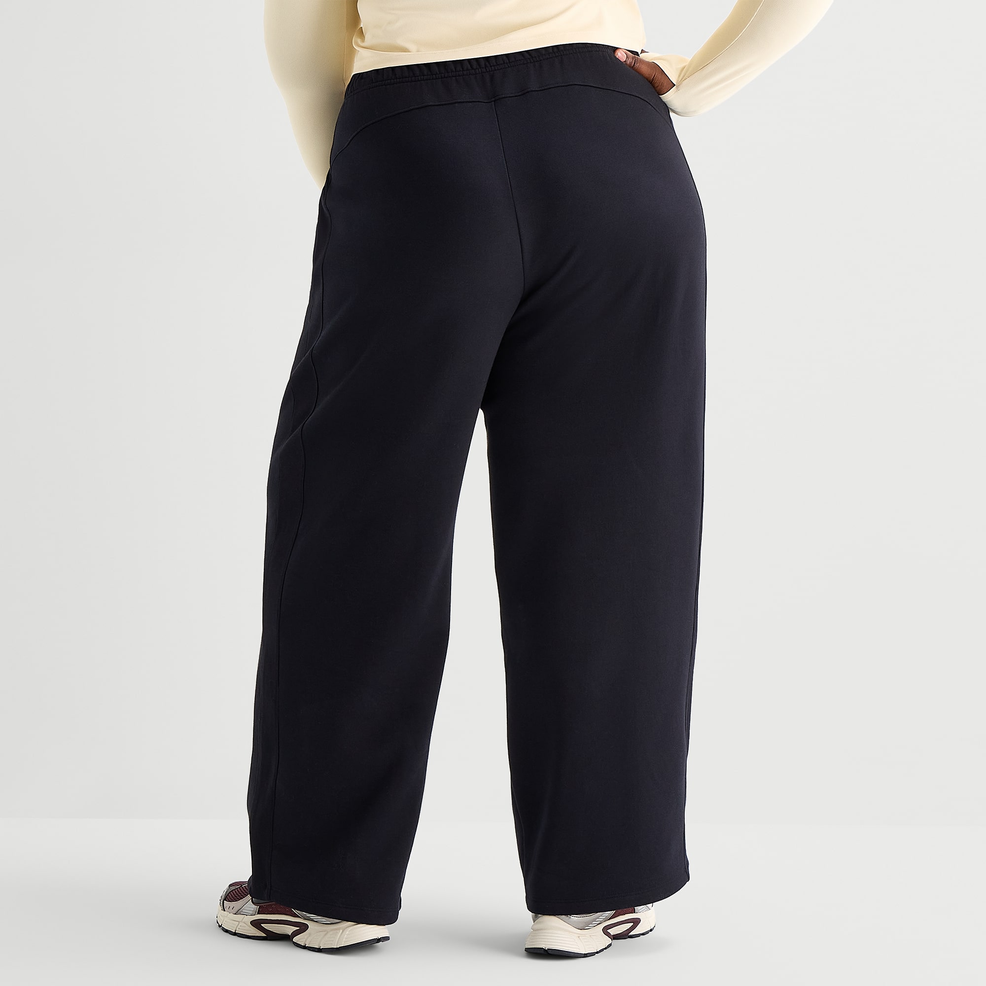 Xersion Womens Drawstring Waist Wide Leg Mid Rise Regular Fit Plus Fleece Sweatpant