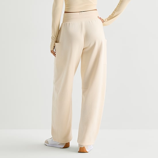 Xersion Womens Drawstring Waist Barrel Leg Mid Rise Regular Fit Fleece Sweatpant