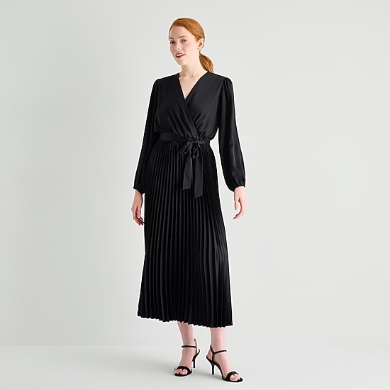 Studio 1 Womens V Neck Long Sleeve Bishop Maxi Dress