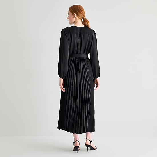 Studio 1 Womens V Neck Long Sleeve Bishop Maxi Dress