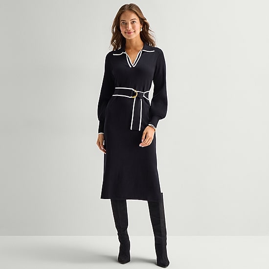 Maia Womens Long Sleeve Sweater Dress