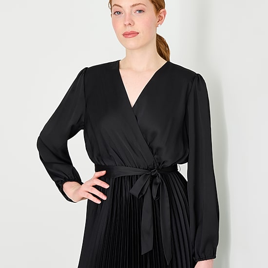 Studio 1 Womens V Neck Long Sleeve Bishop Maxi Dress