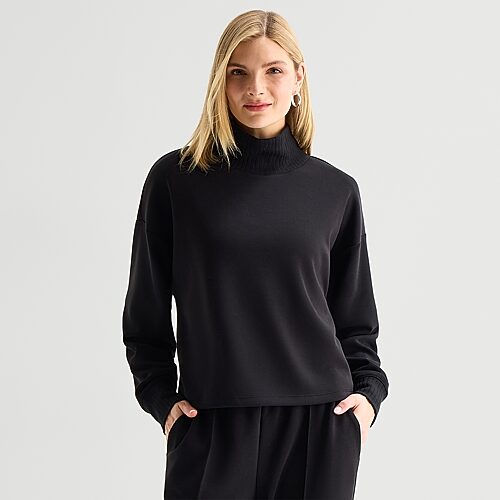 Stylus Womens Mock Neck Long Sleeve Pullover Sweater In Black