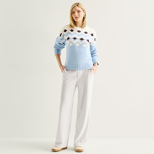 Stylus Womens Wide Leg High Rise Trouser In White