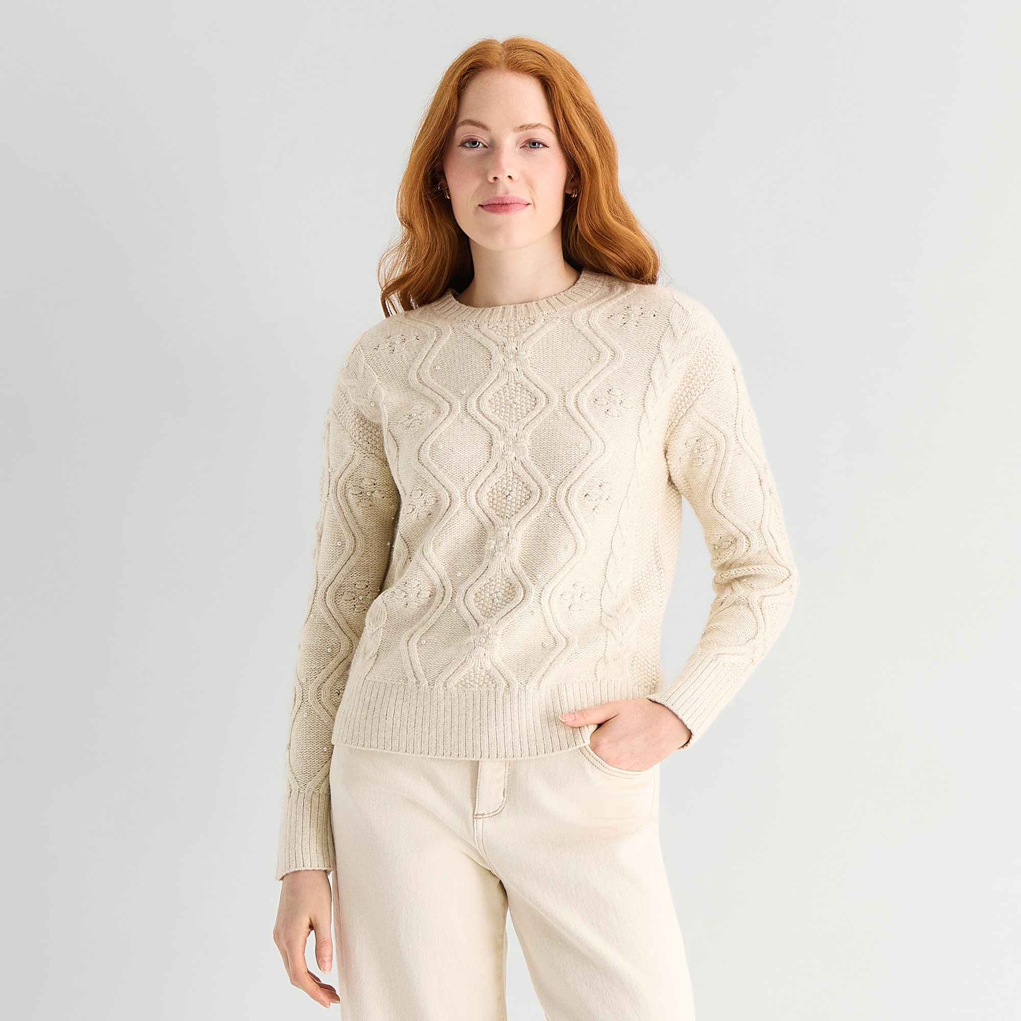 St. John's Bay Womens Crew Neck Long Sleeve Pullover Sweater