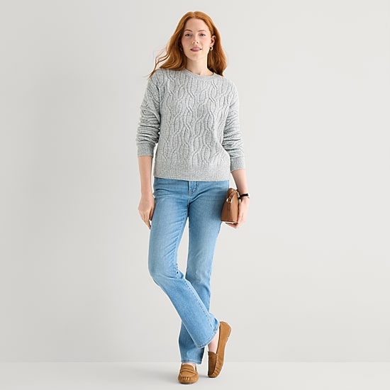 St. John's Bay Womens Crew Neck Long Sleeve Pullover Sweater