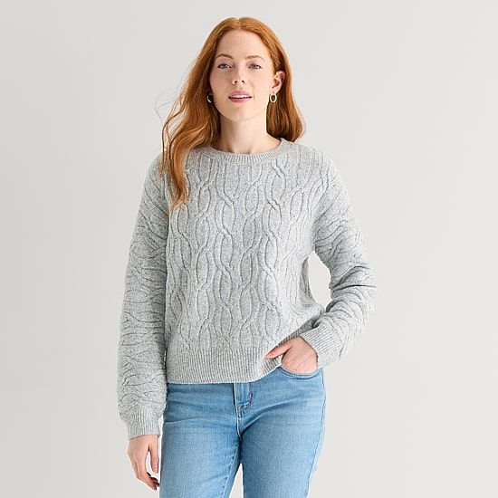 St. John's Bay Womens Crew Neck Long Sleeve Pullover Sweater