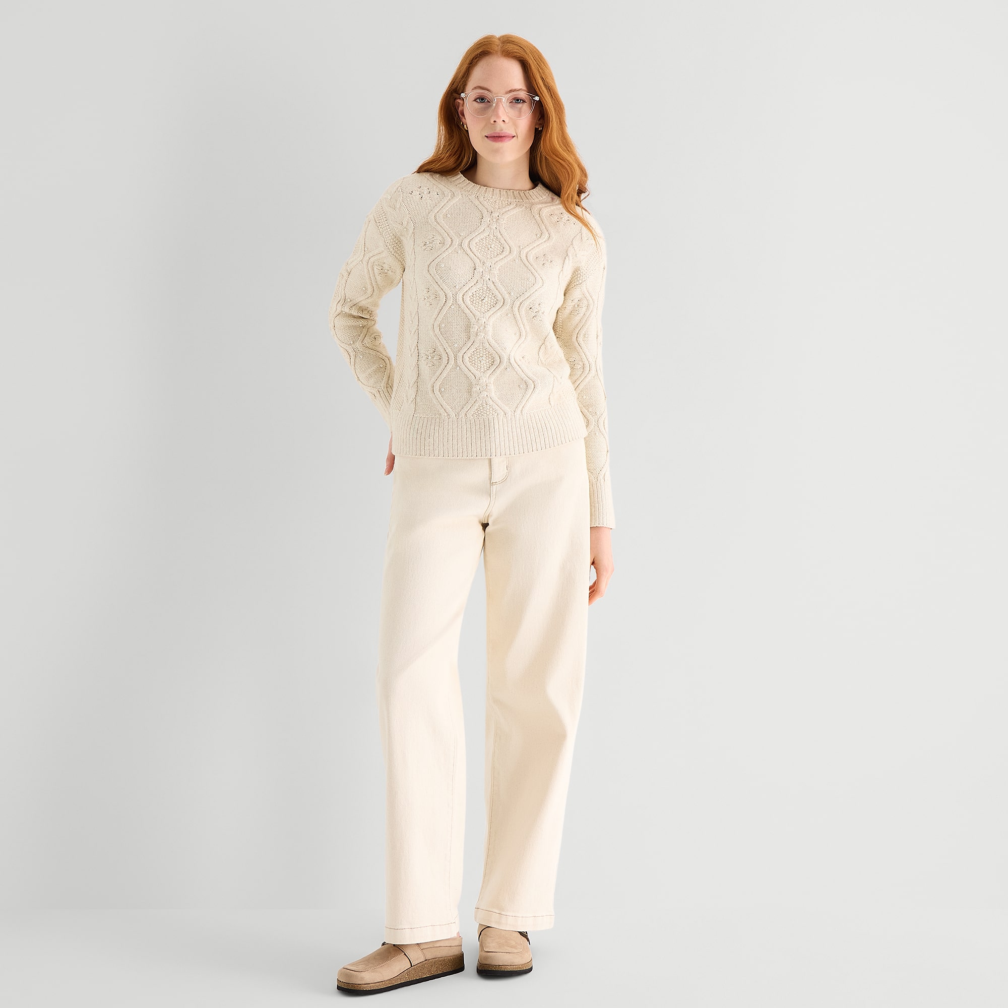 St. John's Bay Womens Crew Neck Long Sleeve Pullover Sweater