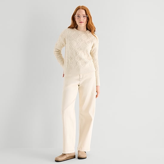 St. John's Bay Womens Crew Neck Long Sleeve Pullover Sweater