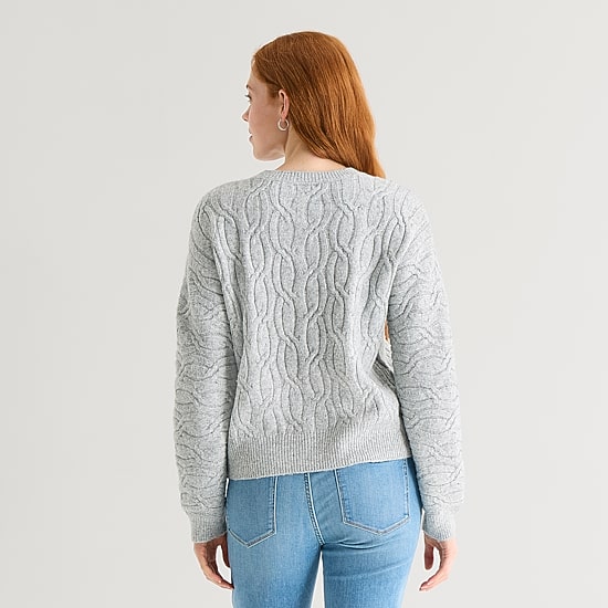 St. John's Bay Womens Crew Neck Long Sleeve Pullover Sweater