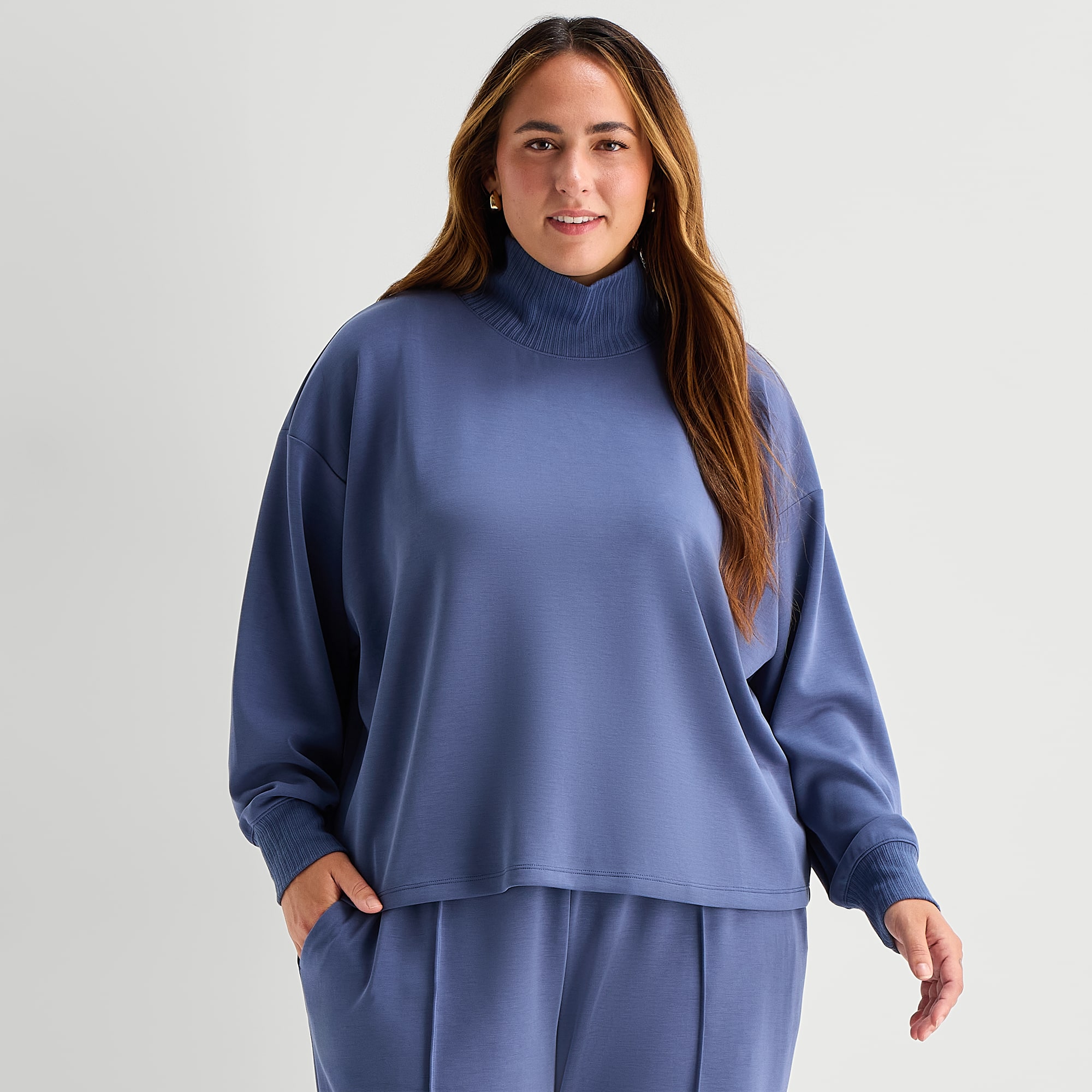 Stylus Plus Womens Mock Neck Long Sleeve Pullover Sweater