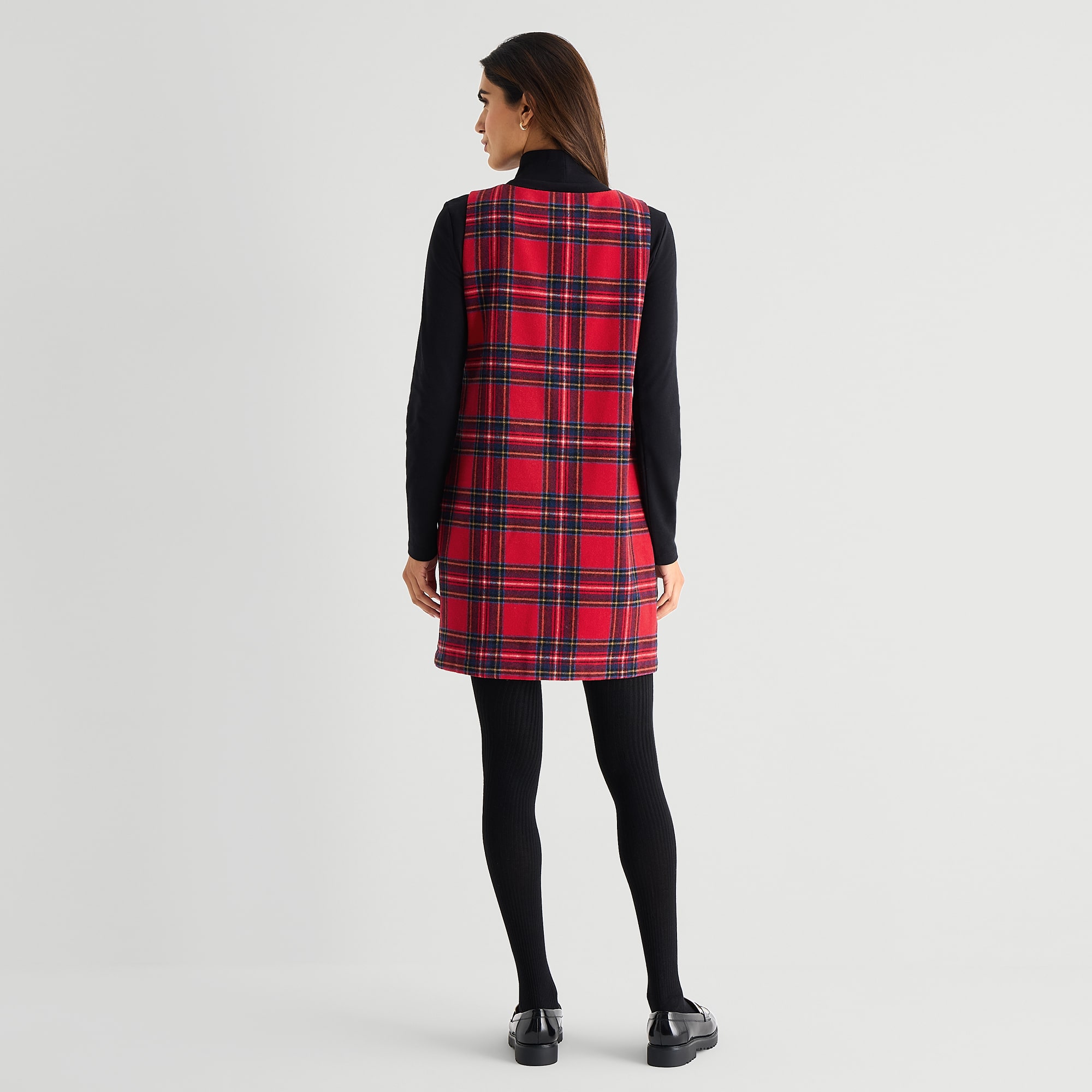 St. John's Bay Womens Midi Boat Neck Sleeveless Plaid Shift Dress