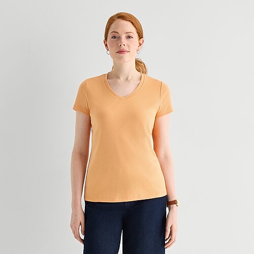 St. John's Bay Womens V Neck Short Sleeve T-shirt In Orange