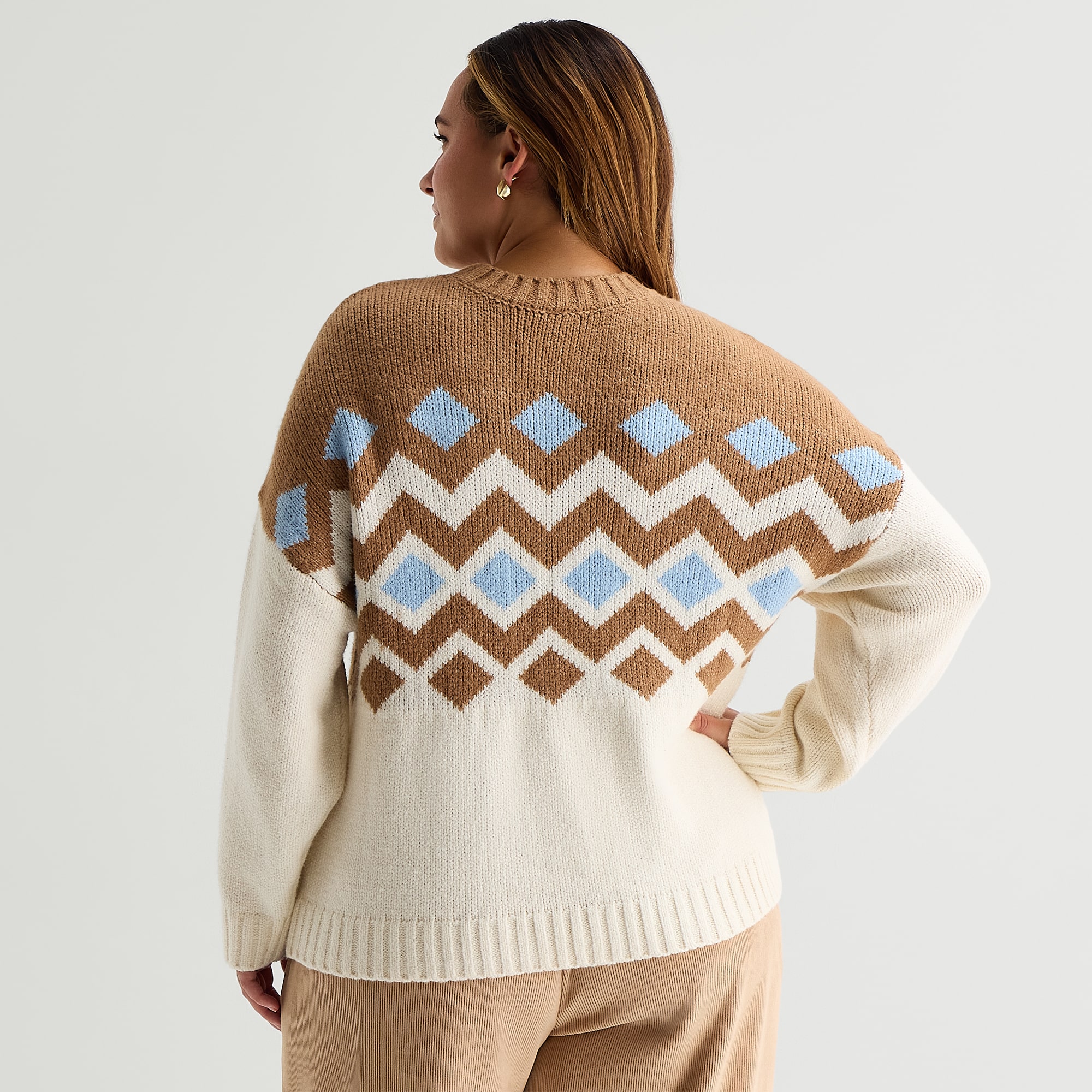 Stylus Plus Womens Crew Neck Long Sleeve Pullover Sweater