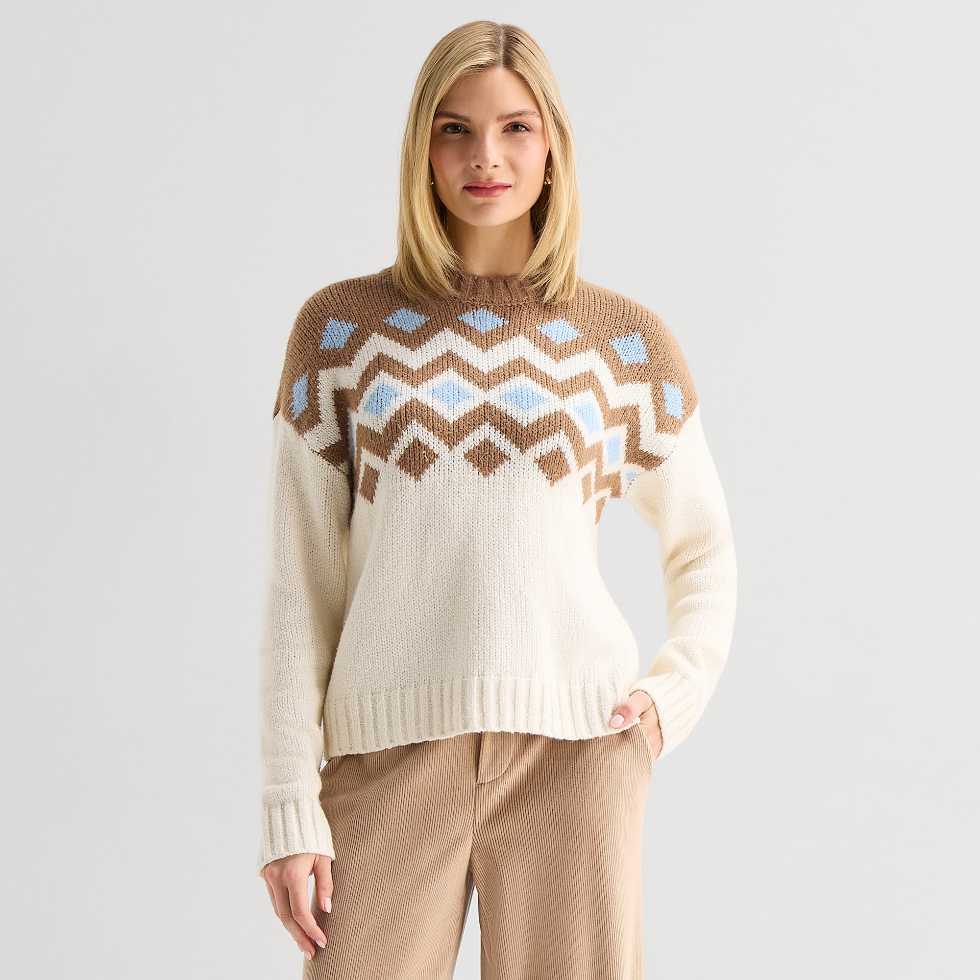 Stylus Womens Crew Neck Long Sleeve Pullover Sweater